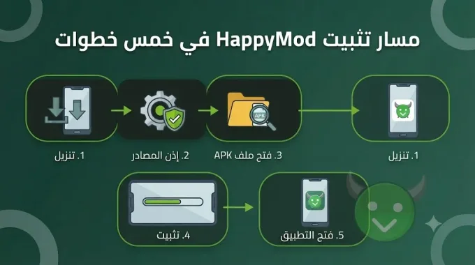 مسار تثبيت HappyMod APK في خمس خطوات